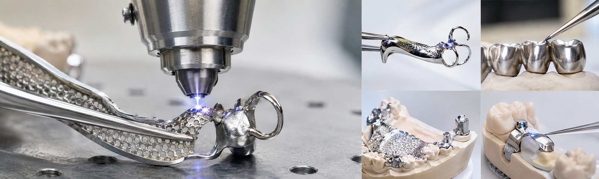 Dentale Lasertechnik bei der Bearbeitung metallischer Zahnersatzteile und Modellgussarbeiten im Dentallabor.