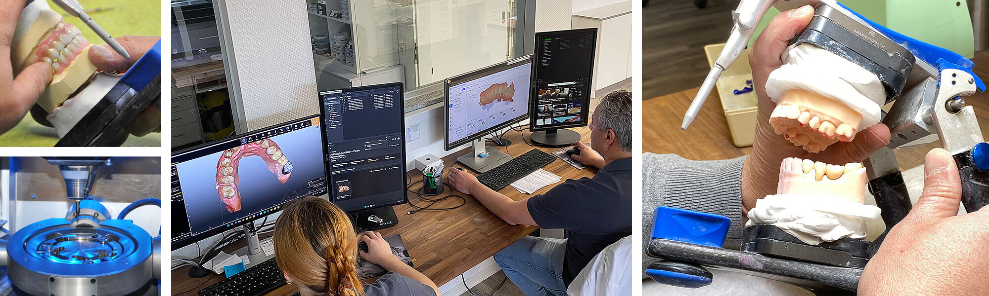 Intraoralscan, CAD-Planung und Fräsmaschine als digitaler Herstellungsprozess im Dentallabor